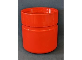 Bright Orange Plastic Heller 'Sergio Asti' Ice Bucket With Lid