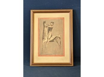 Vintage Horse And Rider Lithograph By Marino Marini