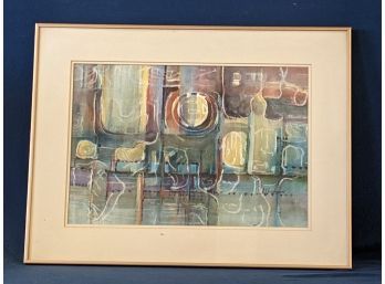 Local Connecticut Artist Jan Geoghegan Signed Mixed Media Painting 'Meagerie'