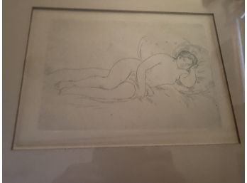 Original Pierre Auguste Renoir Etching 1906. Femme Nue Couchee
