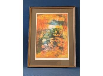 Pencil Signed Limited Edition Hoi Lebadang Abstract River Landscape With Flowers