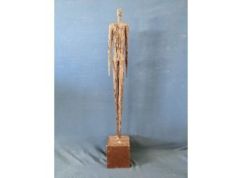 1970s Huge Brutalist Giacometti Style Metal Man Mid-Century Modern Sculpture