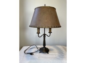 Iron Based Lamp With Bronze Finish/ Patina ,  Mica Shade
