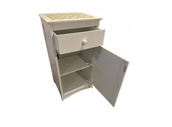 White Tile Top Cabinet With Single Top Drawer