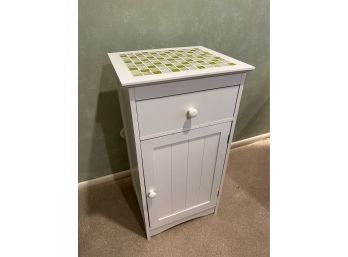 White Tile Top Cabinet With Single Drawer