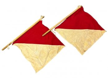 Older Pair Of Red & White Signal Flags
