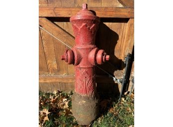 Old Collectible Red Fire Hydrant With An Interesting Design
