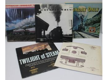 Five MFSL/ QUAD Steam Engine TAS List Albums Burlington Route, Remember When, Twilight Of Steam, Freedom Train