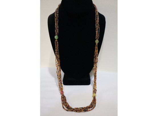 Gold Tone With Tiny Beads And Stones Necklace