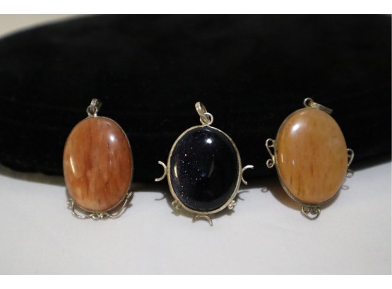 925 Sterling Silver And Stone Pendants (3)