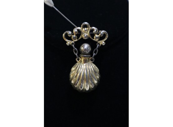 Sterling Napier Perfume Bottle Pin With Gold Tone Overlay