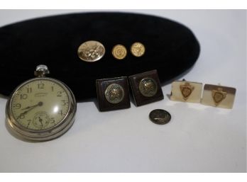 Pocket Watch (As Is), Button And More Lot