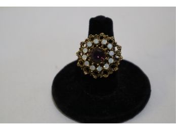 Vintage Costume Adjustable Rhinestone Ring (Size 6 Now)