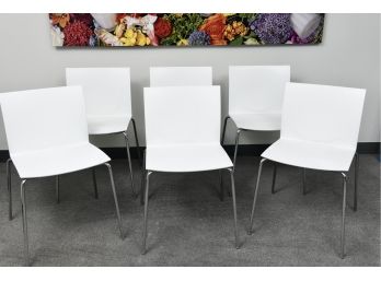 Set Of Six CB2 Italian White Dining Chairs