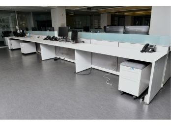 AllSteel Laminate Quadruple Desk Work Station With Privacy Divider (READ DESCRIPTION)**