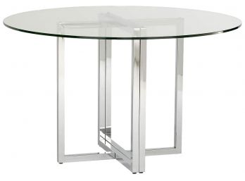 CB2 Silverado Round Glass Top Table With Chrome Base