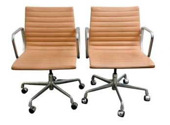 Pair Of Authentic Herman Miller Eames Aluminum Group Management Chairs
