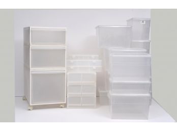 Collection Of 21 Container Store Clear Storage Containers And More