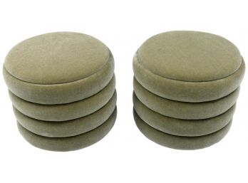Pair Of Ribbed Mohair Pouf Stools