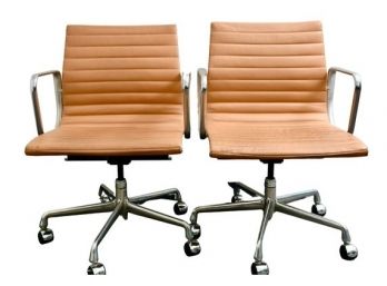 Pair Of Authentic Herman Miller Eames Aluminum Group Management Chairs