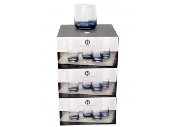 NEW! Set Of 12 Hotel Bar Collection Blue Ombre Rocks Glasses In Original Boxes