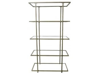 Five Shelf Tempered Glass And Metal Etagere