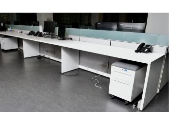 Allsteel Laminate Triple Desk Work Station With Privacy Divider (READ DESCRIPTION)**