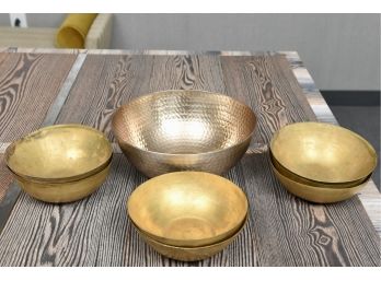 Threshold Serving Bowl And Set Of Eleven Brass Bowls