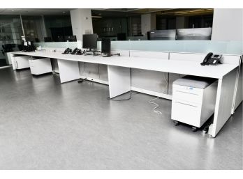 AllSteel Laminate Quintuple Desk Work Station With Privacy Divider (READ DESCRIPTION)**