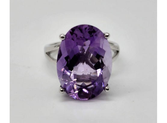 Beautiful Amethyst Ring In Platinum Over Sterling