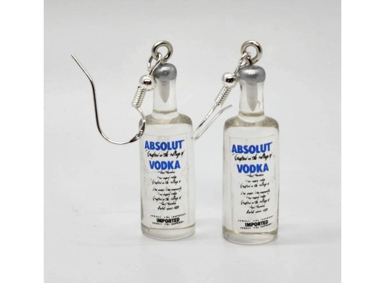 Absolute Vodka Bottle Earrings With Sterling Ear Wires