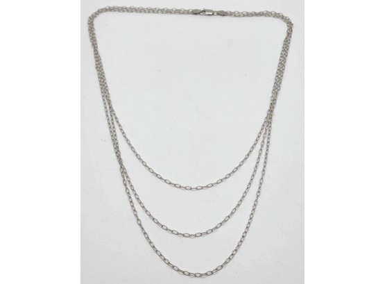 3 Strand Layered Necklace In Sterling