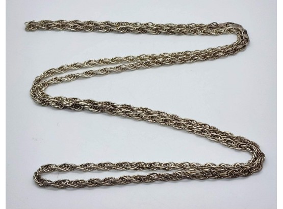 Heavy Vintage Made In Italy 925 Sterling Rope Chain