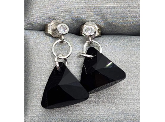 Swarovski Black Triangle Crystal Earrings