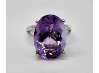 Beautiful Amethyst Ring In Platinum Over Sterling