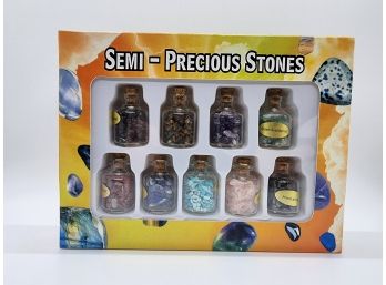 Set Of 9 Gemstone Chips Mini Healing Bottles