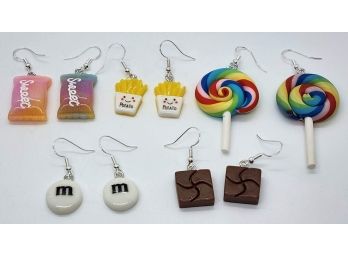 5 Pair Of Novelty Earrings With Sterling Ear Wires