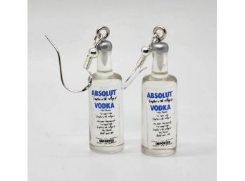 Absolute Vodka Bottle Earrings With Sterling Ear Wires