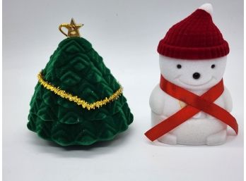 Christmas Tree & Snowman Velvet Ring Gift Boxes