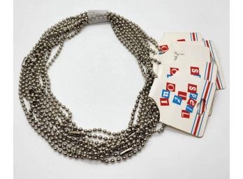 10 Strands Of New Old Stock Silver Tone Beaded Chains