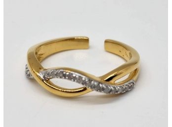Diamond Criss Cross Openable Band Ring In Yellow Gold Over Sterling