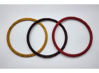 3 Vintage Carved Bangle Bracelets