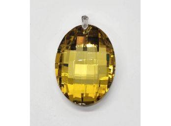 Faux Yellow Sapphire Pendant In Rhodium Over Sterling