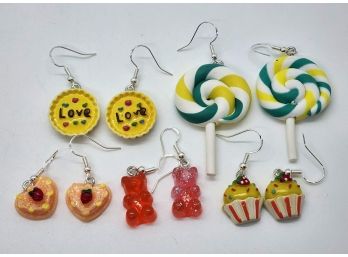 5 Pair Of Handmade Novelty Earrings With Sterling Ear Wires