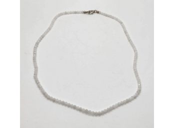 Rainbow Moonstone Beaded Necklace In Platinum Over Sterling