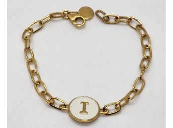 Paperclip Letter I Bracelet In Yellow Gold Over Sterling