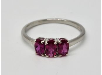 Ruby 3 Stone Ring In Platinum Over Sterling