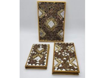 Set Of 3 Golden Bedazzled Note Pads