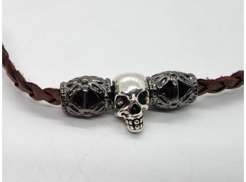 Handmade Leather Skull Necklace