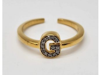Diamond Letter G Openable Band Ring In Yellow Gold Over Sterling